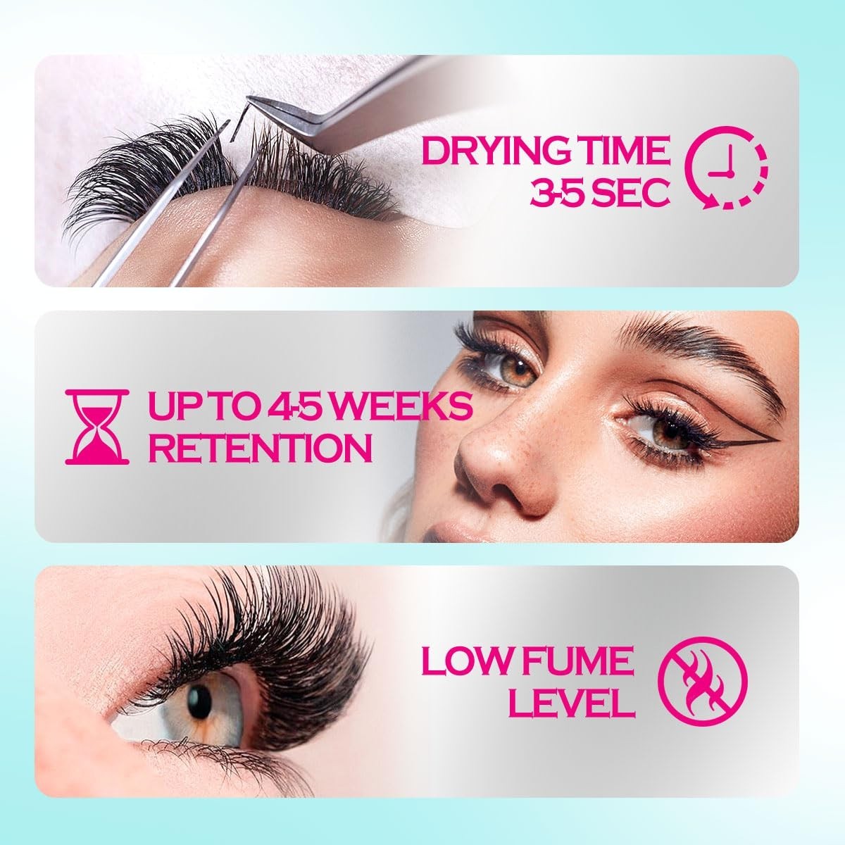 Sensitive Eyelash Extension Glue 3-4S Drying Time 5-6 Weeks Retention Lash Exten