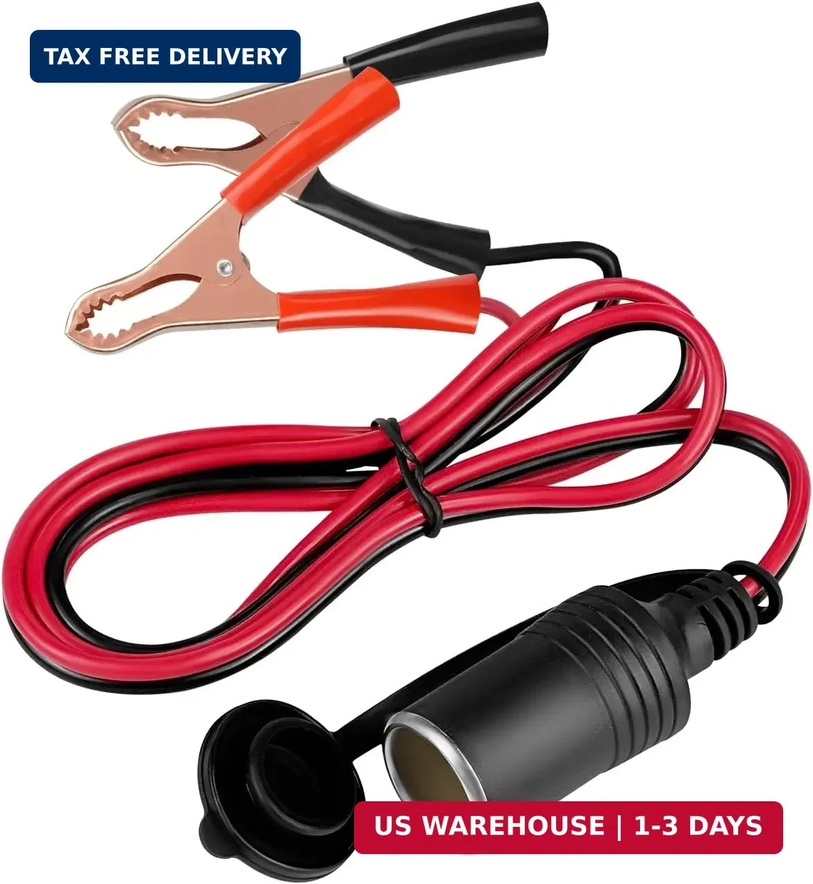 Cigarette Lighter Socket with Battery Alligator Clip, Female Cigarette Li