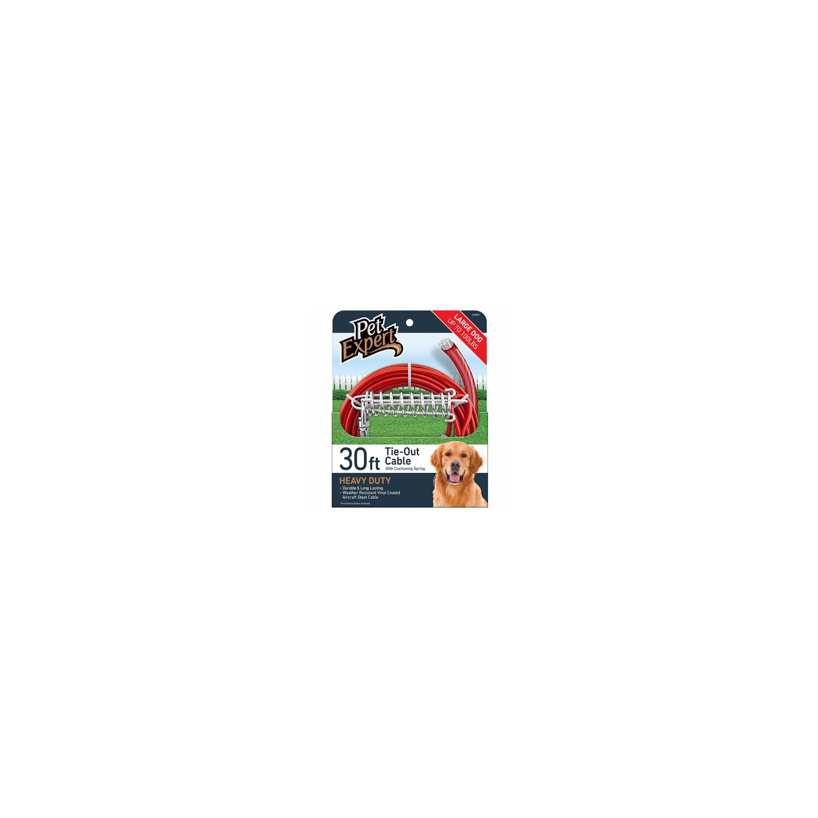 Pet Expert PE223857 Dog Tie Out, Heavy Weight Steel Aircraft Cable, 30-Ft. -