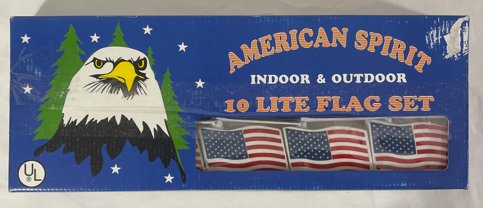 Vintage American Spirit USA Flag Lights Set 10 Outdoor Indoor  Lite set