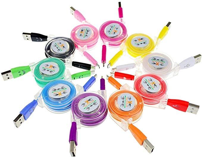 RETRACTABLE LED USB Data Sync Cable charger FOR iphone 6 plus 5S & ipod touch 5