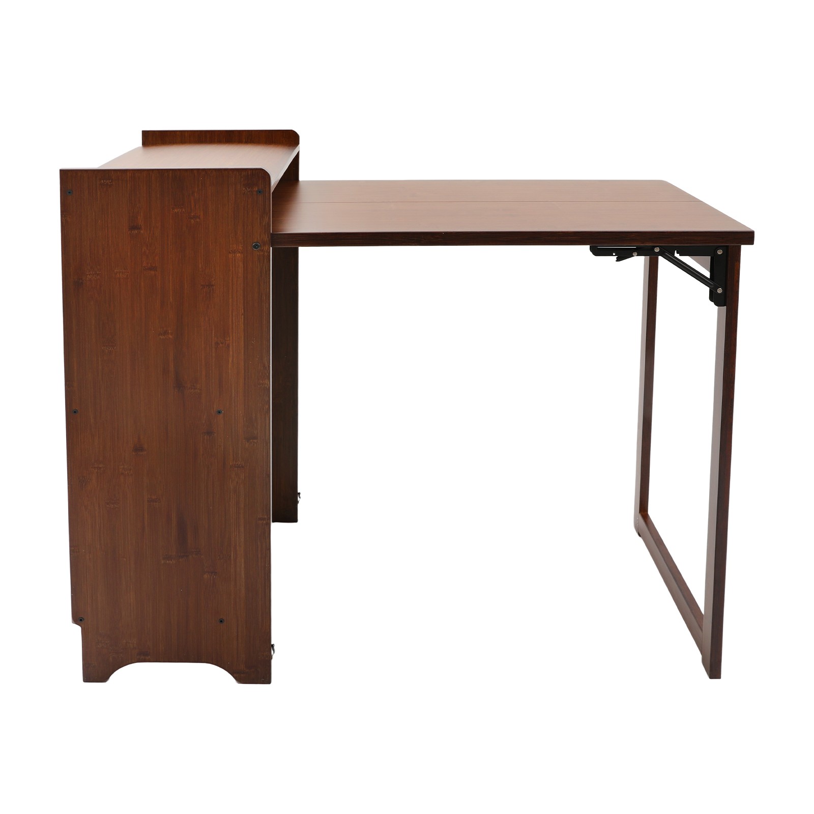 Folding Desk with Storage Shelves,Bookcase with Drop Down Table for Study Office
