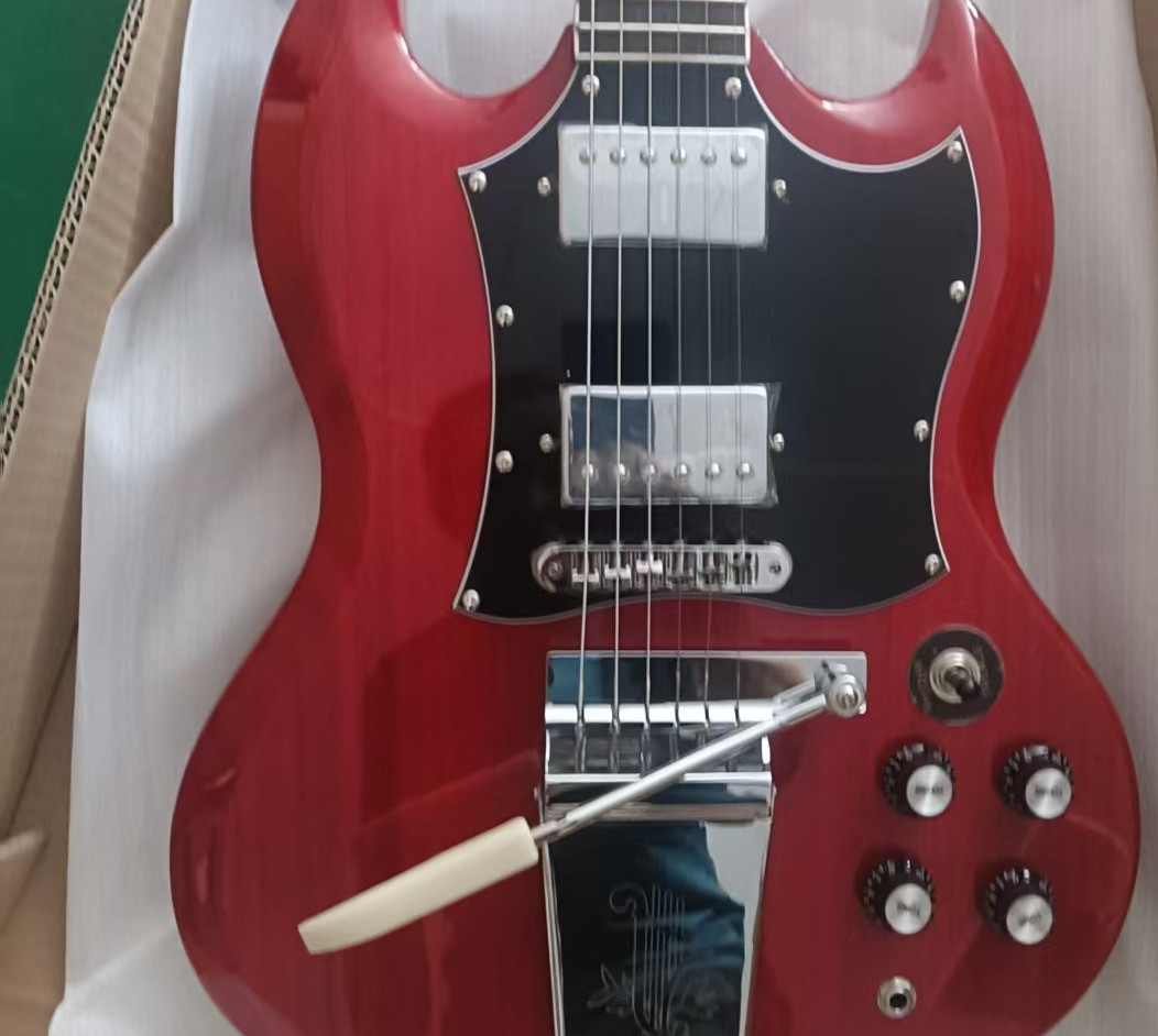Cherry Red SG Style Electric Guitar Rosewood Fingerboard  With Tremolo Arm