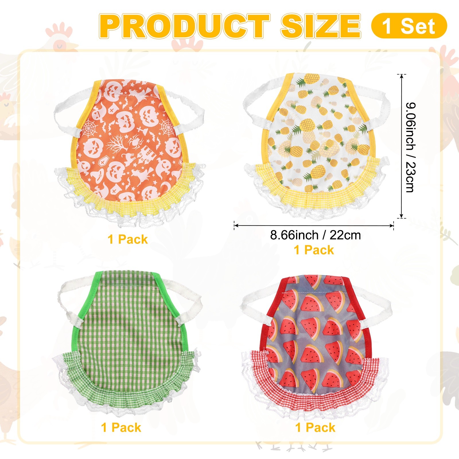 4-Pack Chicken Saddle, Chicken Apron Hens Back Protector [Mixing 4 Styles I]