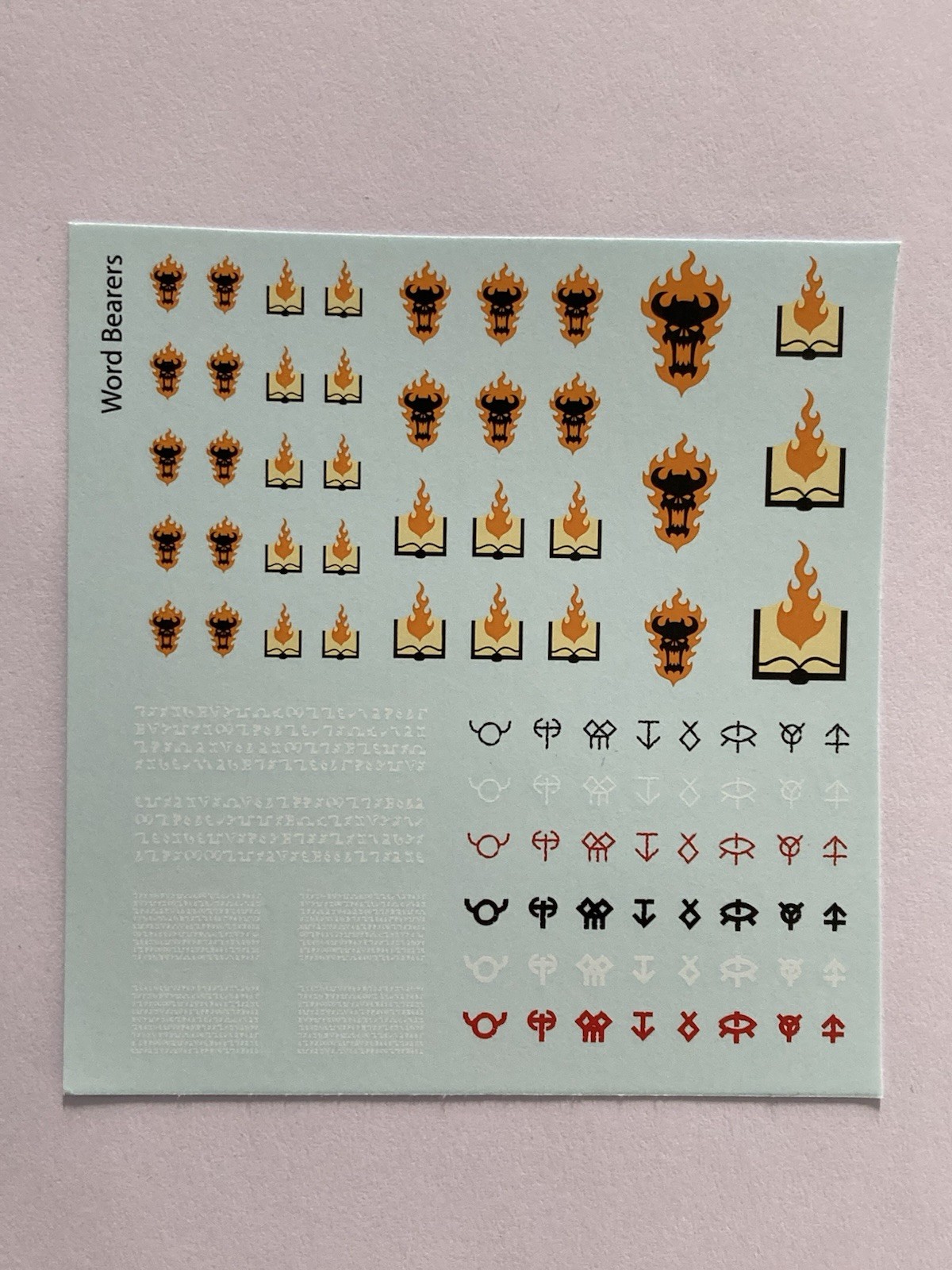 Word Bearers Transfers Sheet Warhammer 40k Horus Heresy 30k Chaos Marines