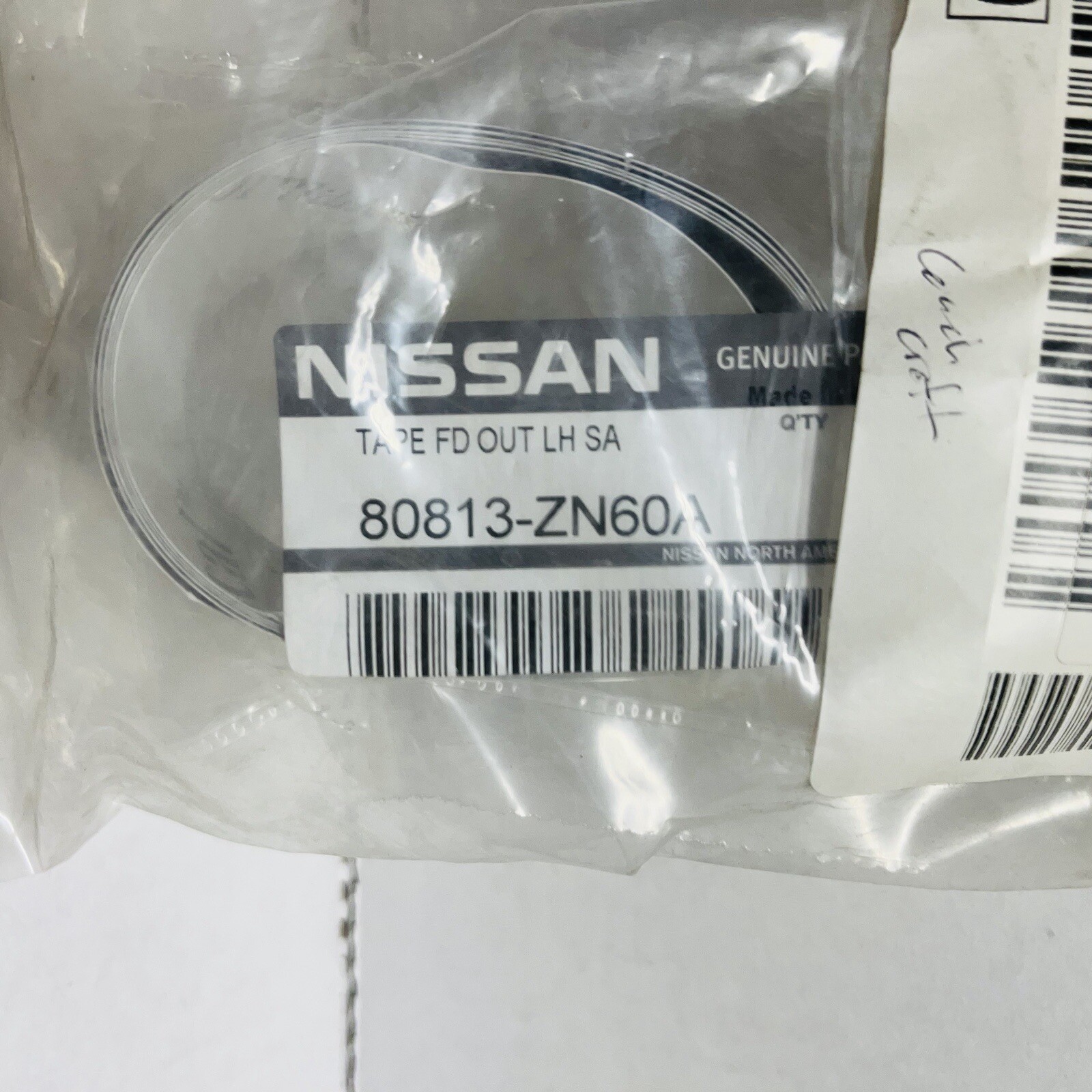 Nissan 80813ZN60A Front Door Outer Tape Molding Left LH OEM Genuine