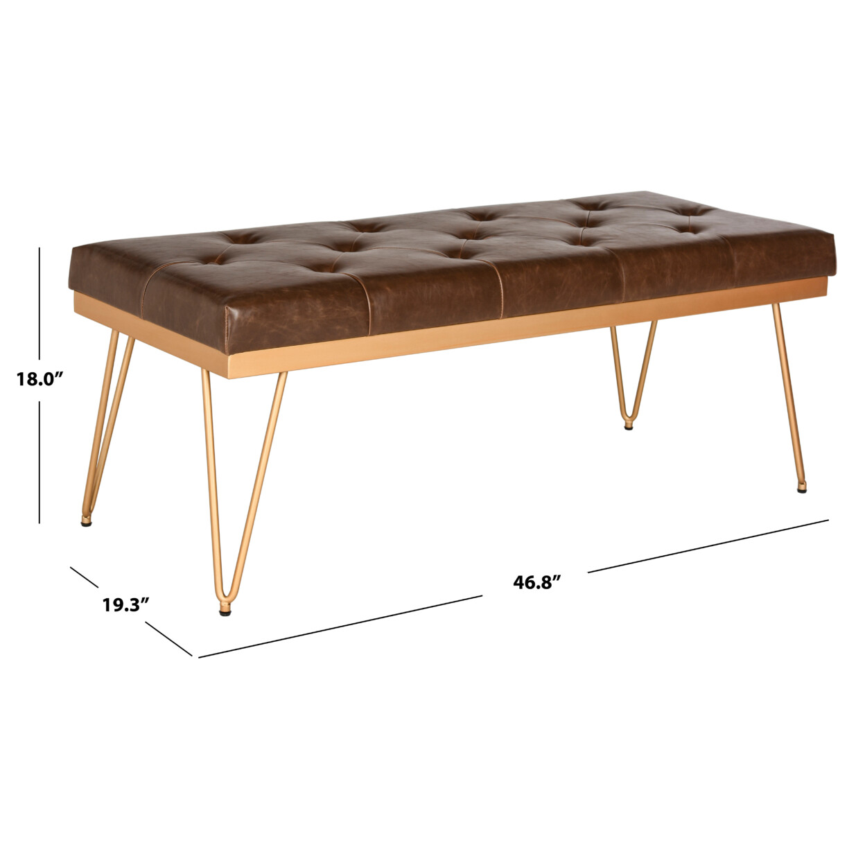 SAFAVIEH Marcella Bench | Brown / Gold |
