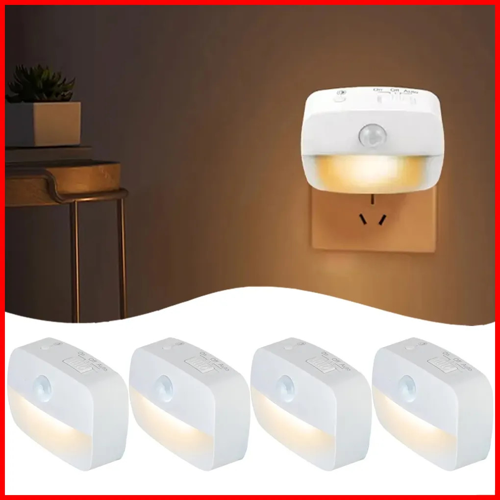 LED Night Light EU Plug In Smart Motion Sensor Light 220V Wall Lamp for Home...