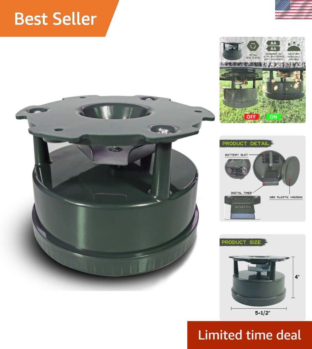 Deer Feeder Kit - Digital Timer - Metal Spin Plate - Easy Setup - All-in-ONE