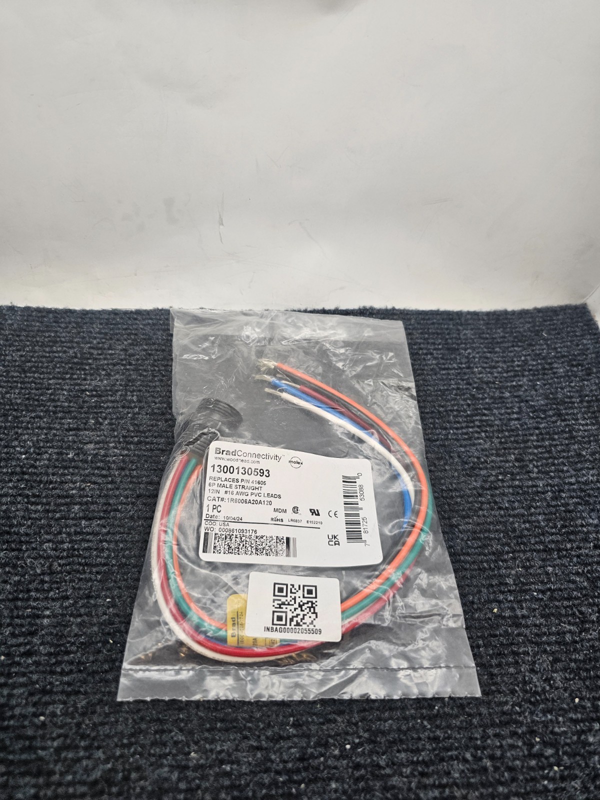 BradConnectivity 1300130593 6P Male Straight 12" 1R6006A20A120 Cable Assembly