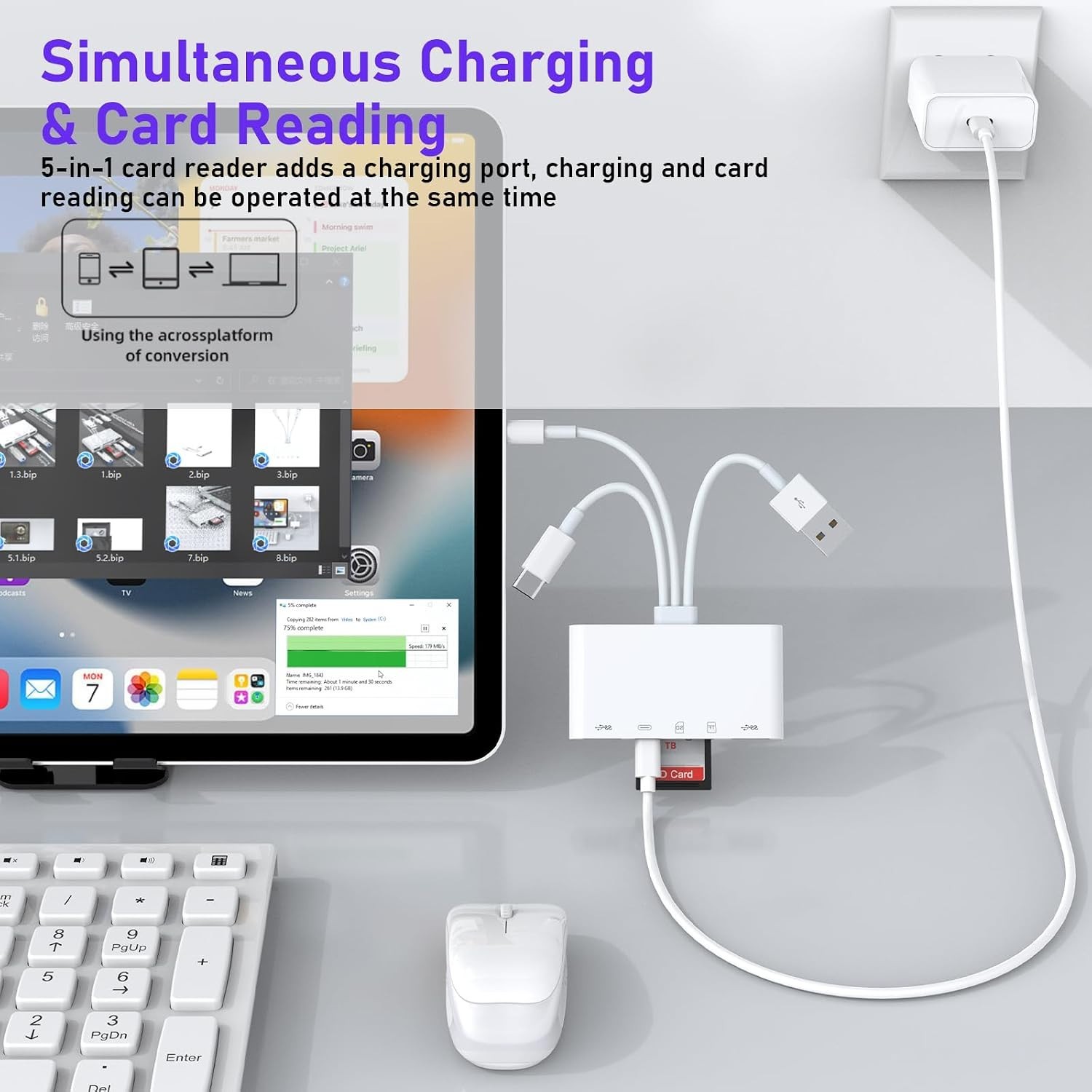 5-in-1 Memory Card Reader, USB OTG Adapter & SD Card Reader