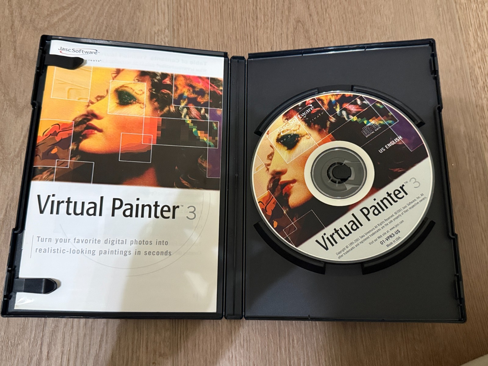Virtual Painter 3 Jasc Software PC Windows 2001 Complete w/ Manual Graphics