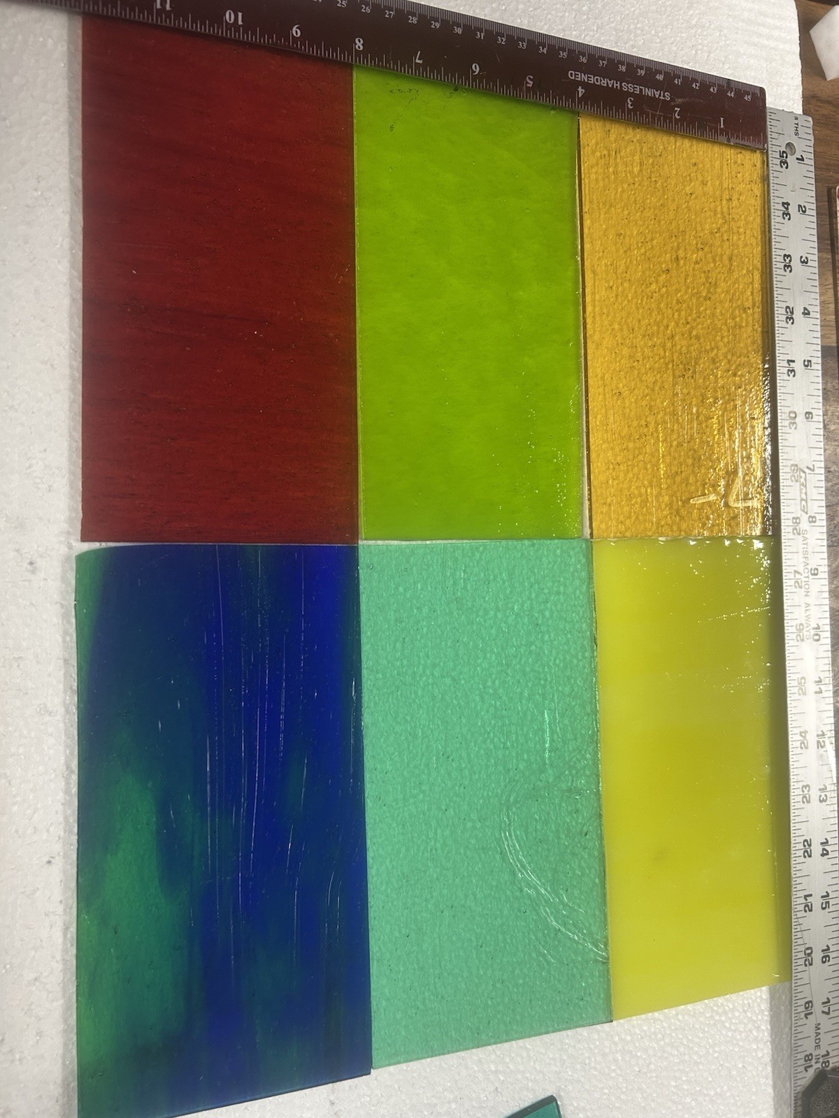 STAINED GLASS SHEETS  8”x 4” Lot Of  6 MIXED Pieces  PICTURES Are LIKE  U Get