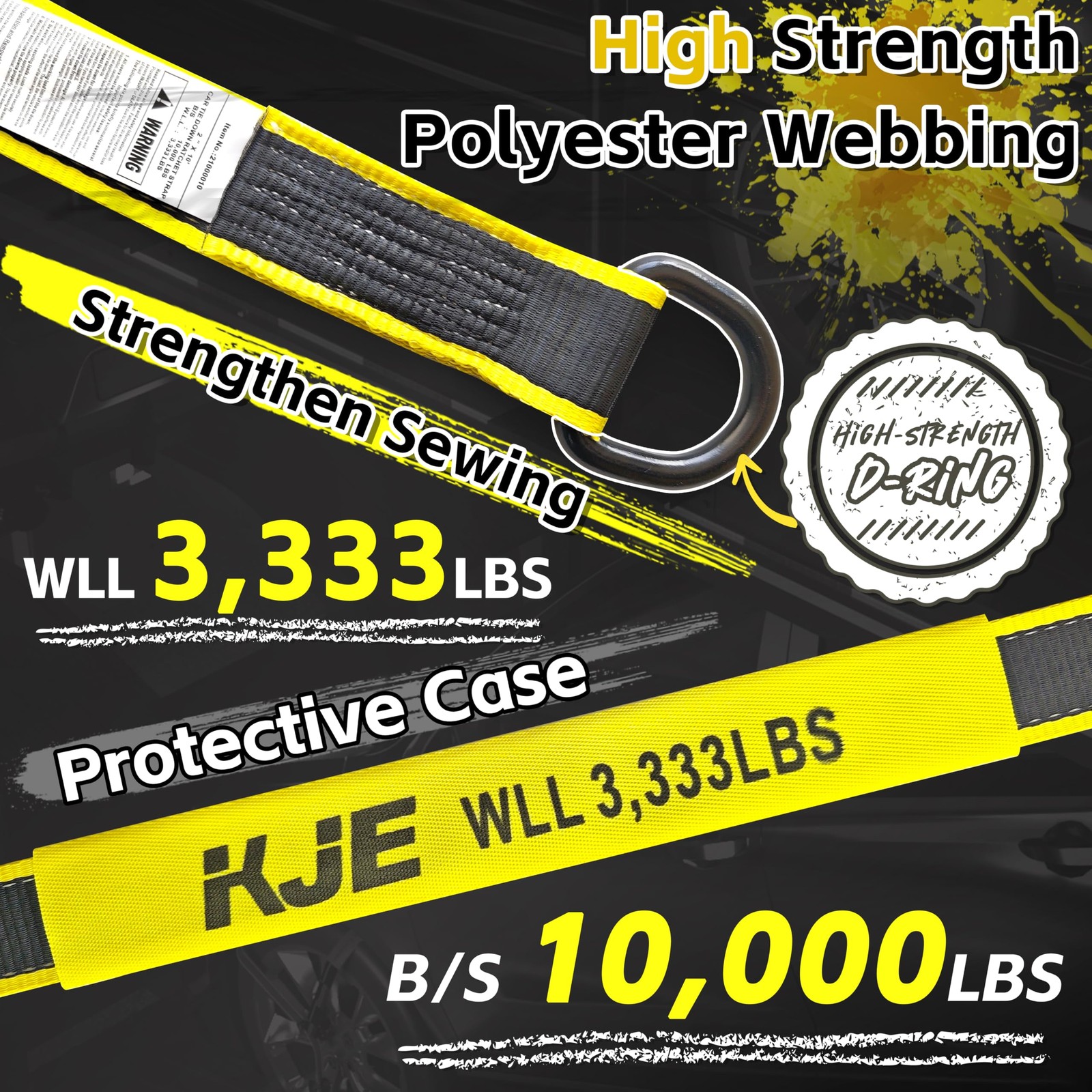 KJE 4 Pack Reflective Car Tie Down Straps for Trailers - Tire Ratchet Strap w...