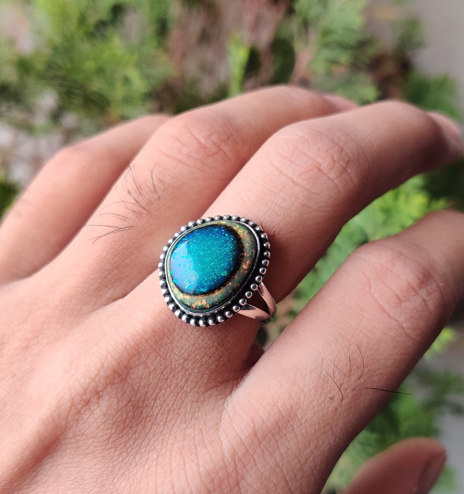 Monarch Opal Gemstone Ring 925 Solid Sterling Silver Handmade Beautiful Ring MK*