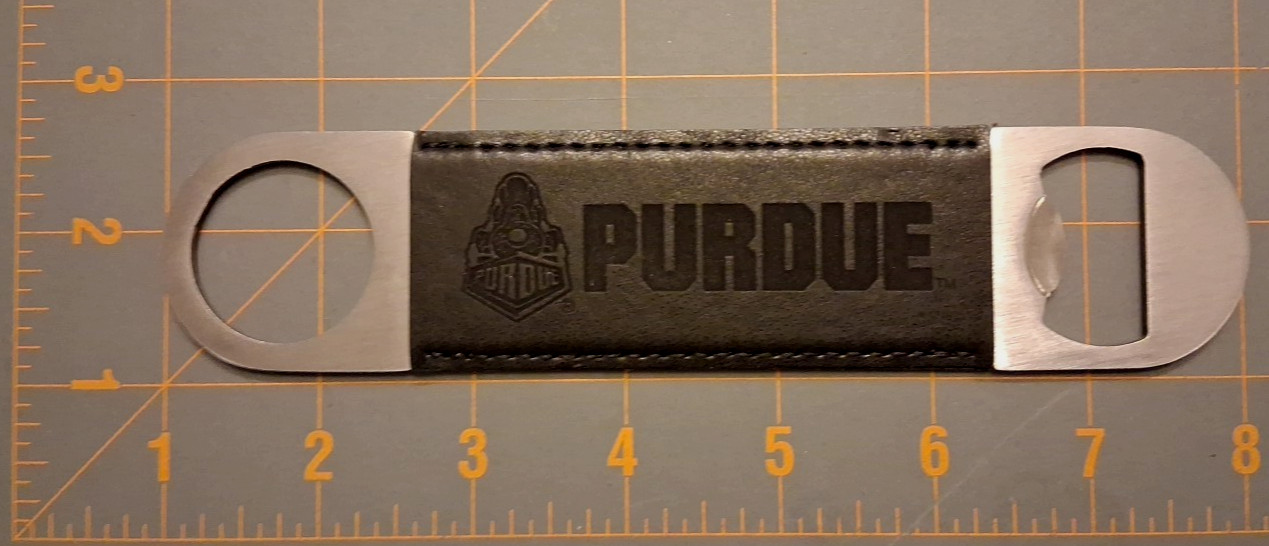 NEW 7" Purdue University Black Leather Wrapped Longneck Bottle Opener