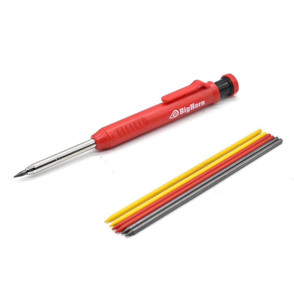 Mechanical Carpenter Pencil with Built-in Sharpener Comes with 3 Colors 6 Refill