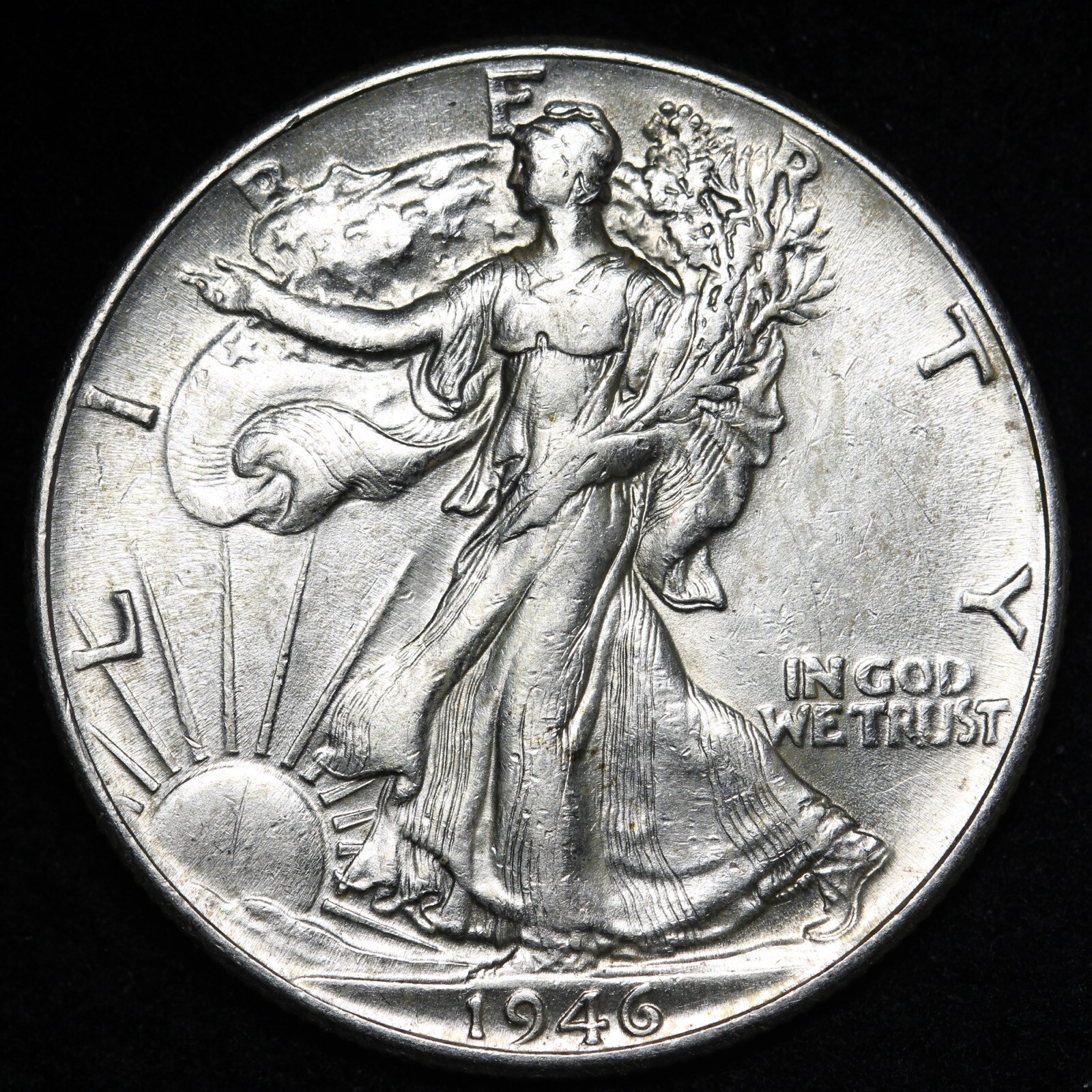 1946 Walking Liberty Silver Half Dollar AU+ E305 TCC