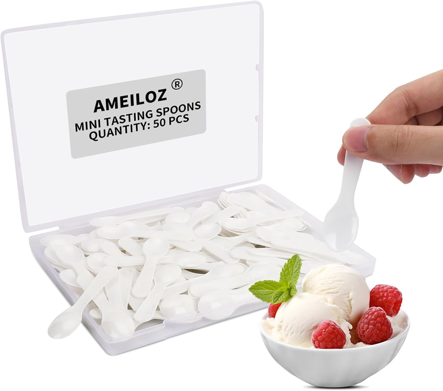 50PCS 3" Mini Tasting Spoons Tiny Plastic Taster Spoon for Yogurt Pudding Jello