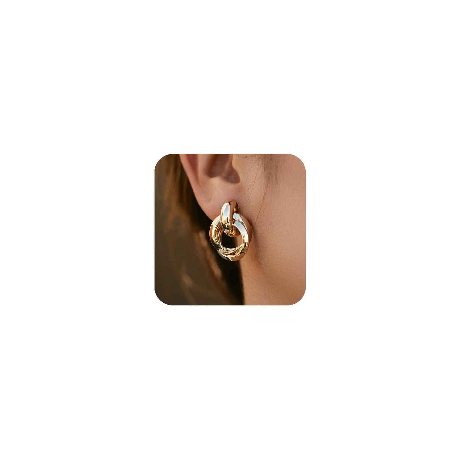 Chunky Statement Earrings for Women Knot Link Circle Geometric Drop Dangle Ea...