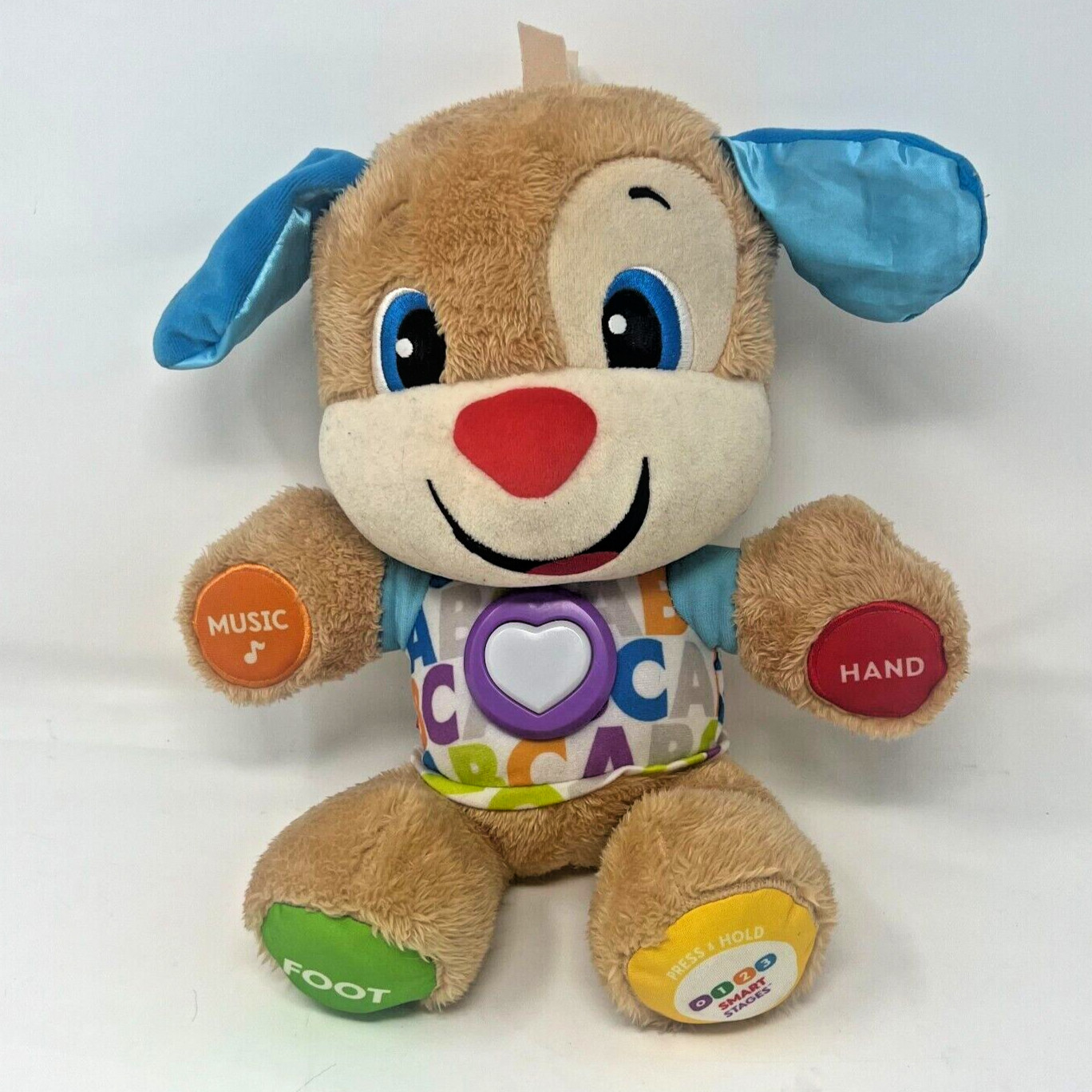 Fisher Price Learning Tummy Dog Singing Heart Talking ABC Teddy Bear Interactive