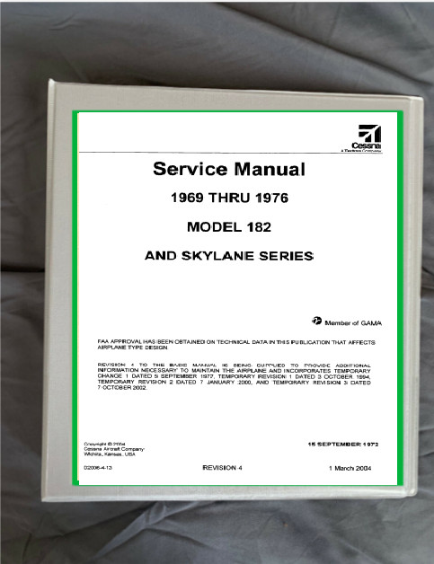 1969-1976 Cessna 182 skylane  service repair workshop manual & binder