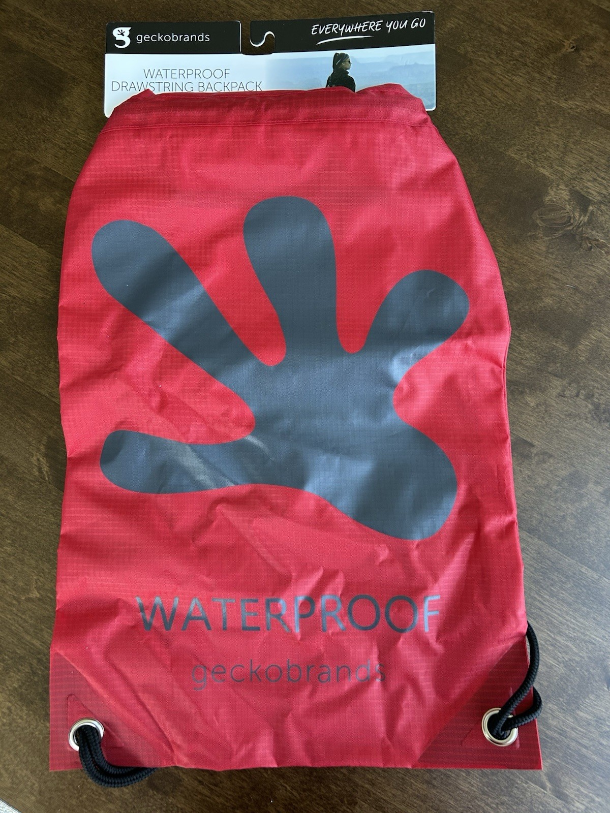 Geckobrands Waterproof Drawstring Backpack Red/Black Label Lightweight Backpack