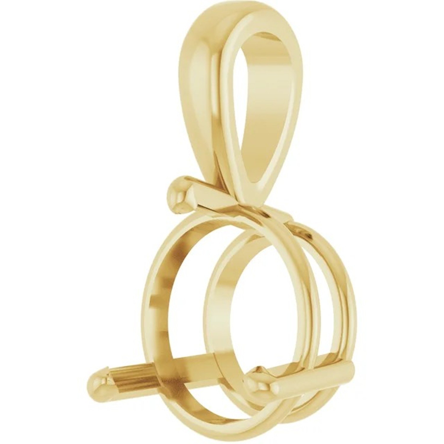 Pendant Mounting 14K Yellow Gold Round Cut 3 Prong Single Bail Basket Design USA