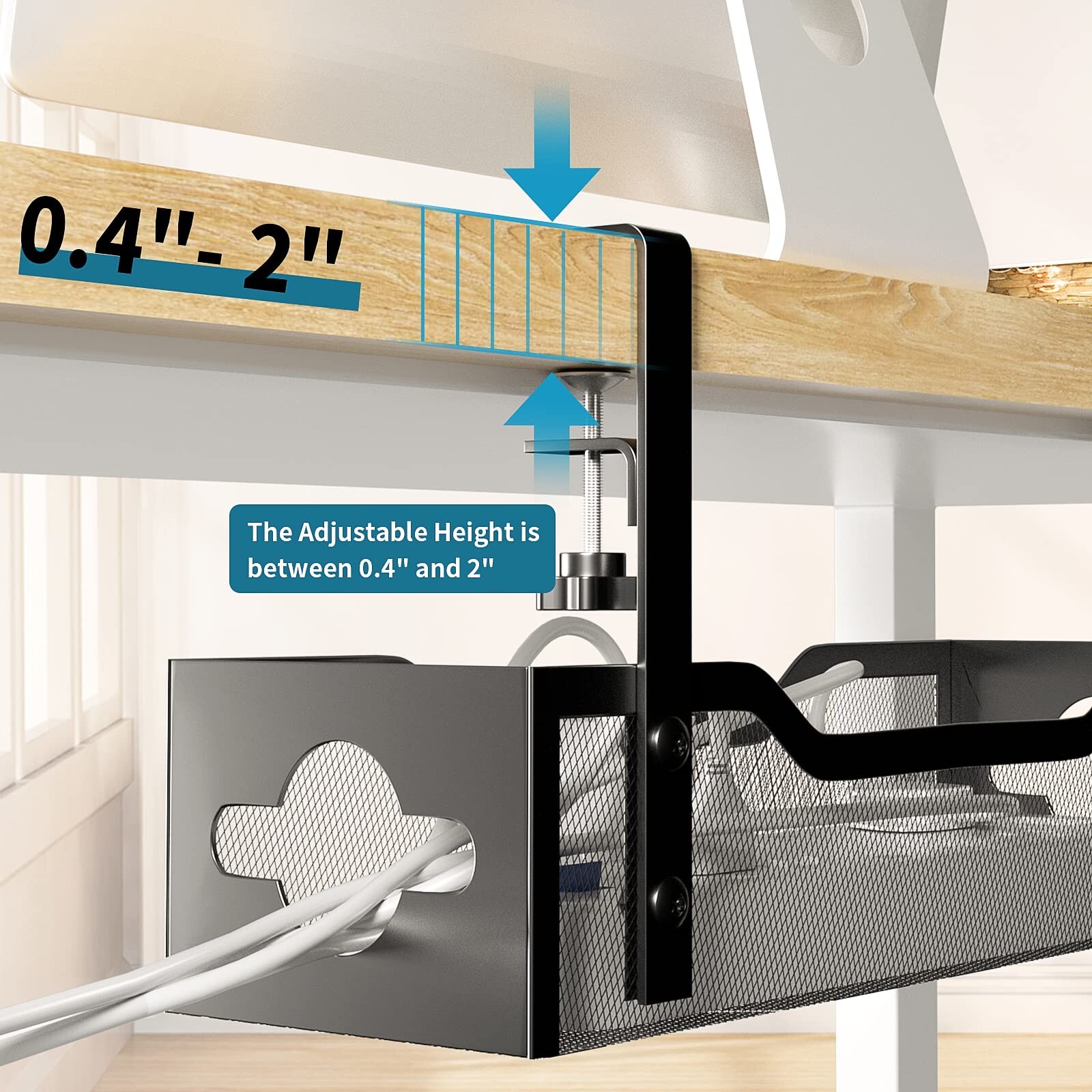 Under Desk Cable Management Tray No Drill, Metal Mesh Cable Management Under ...
