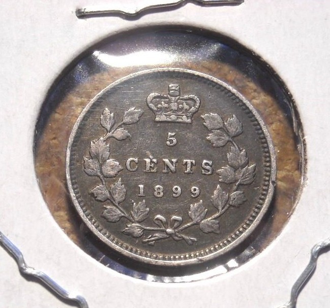1899 CANADA FIVE CENT SILVER QUEEN VICTORIA NICE CIRCULATED COIN W/NO PROBLEMS