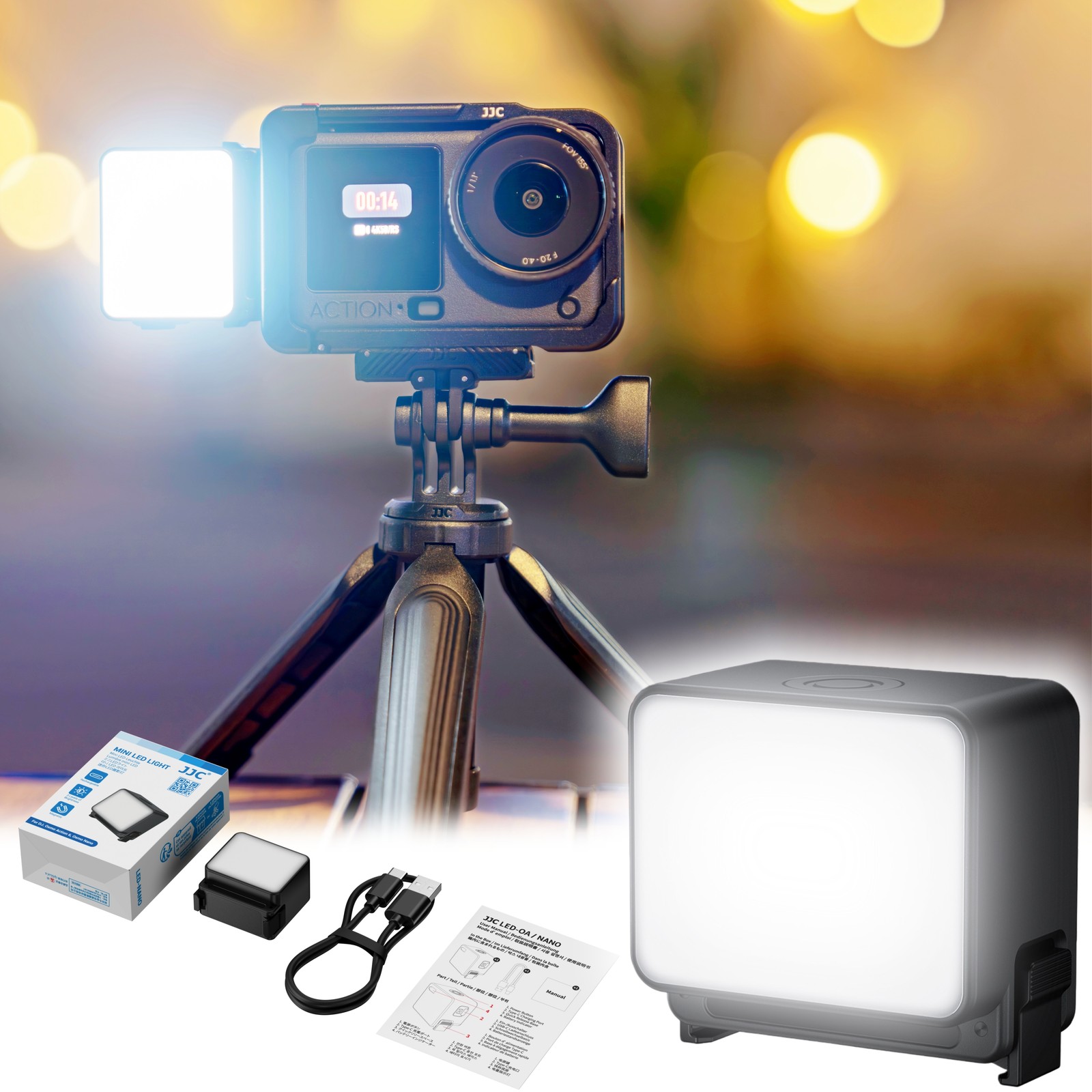 JJC Mini Led Fill Light Dual-Direction Magnetic for DJI Osmo Nano Osmo Action 6