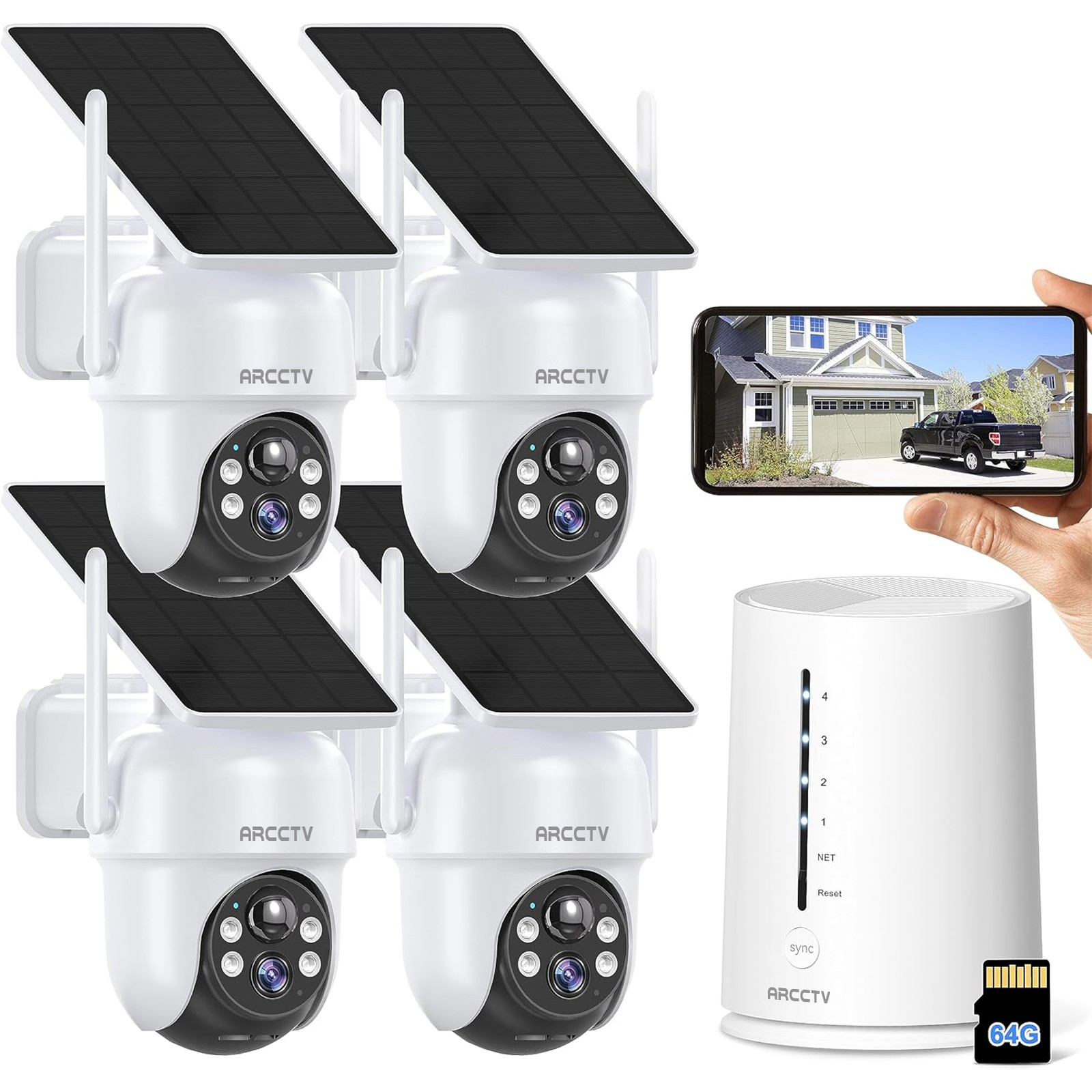 ARCCTV Solar Battery Powered Security Camera System Outdoor Wireless 2 Way Audio