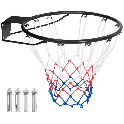 18 Inch Basketball Rim Goal Replacement with All Weather Net and Mounting Hardwa