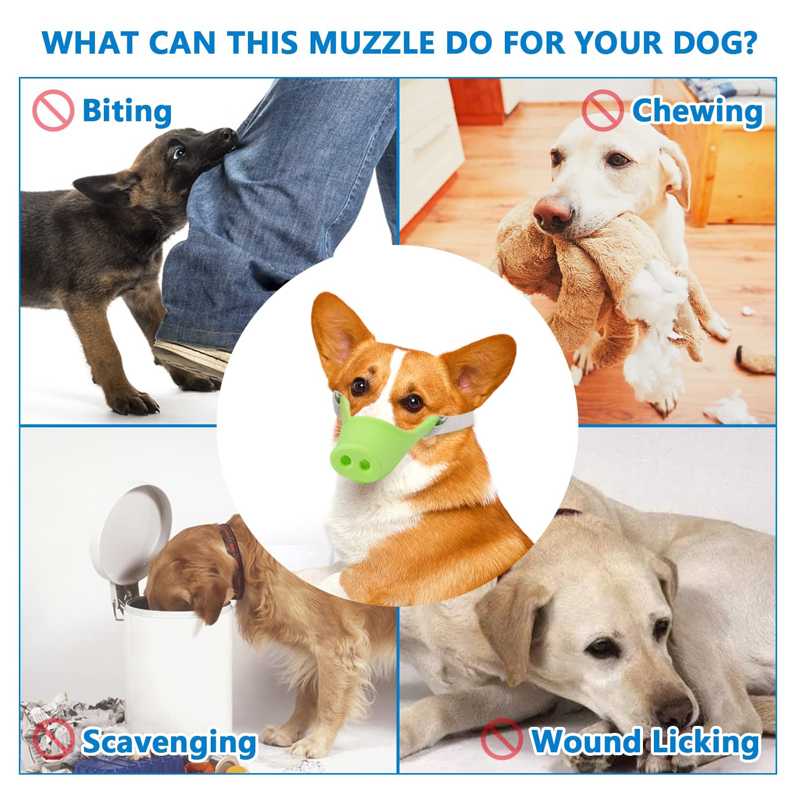 HOWWFALY Silicone Dog Muzzle, Soft Muzzle Small Medium Dogs Poodle Corgi