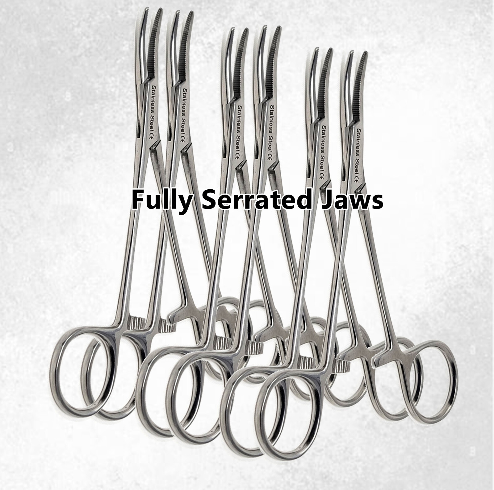 6x MOSQUITO HEMOSTAT LOCKING FORCEPS CURVED SERRATED JAWS STAINLESS STEEL CE 5"