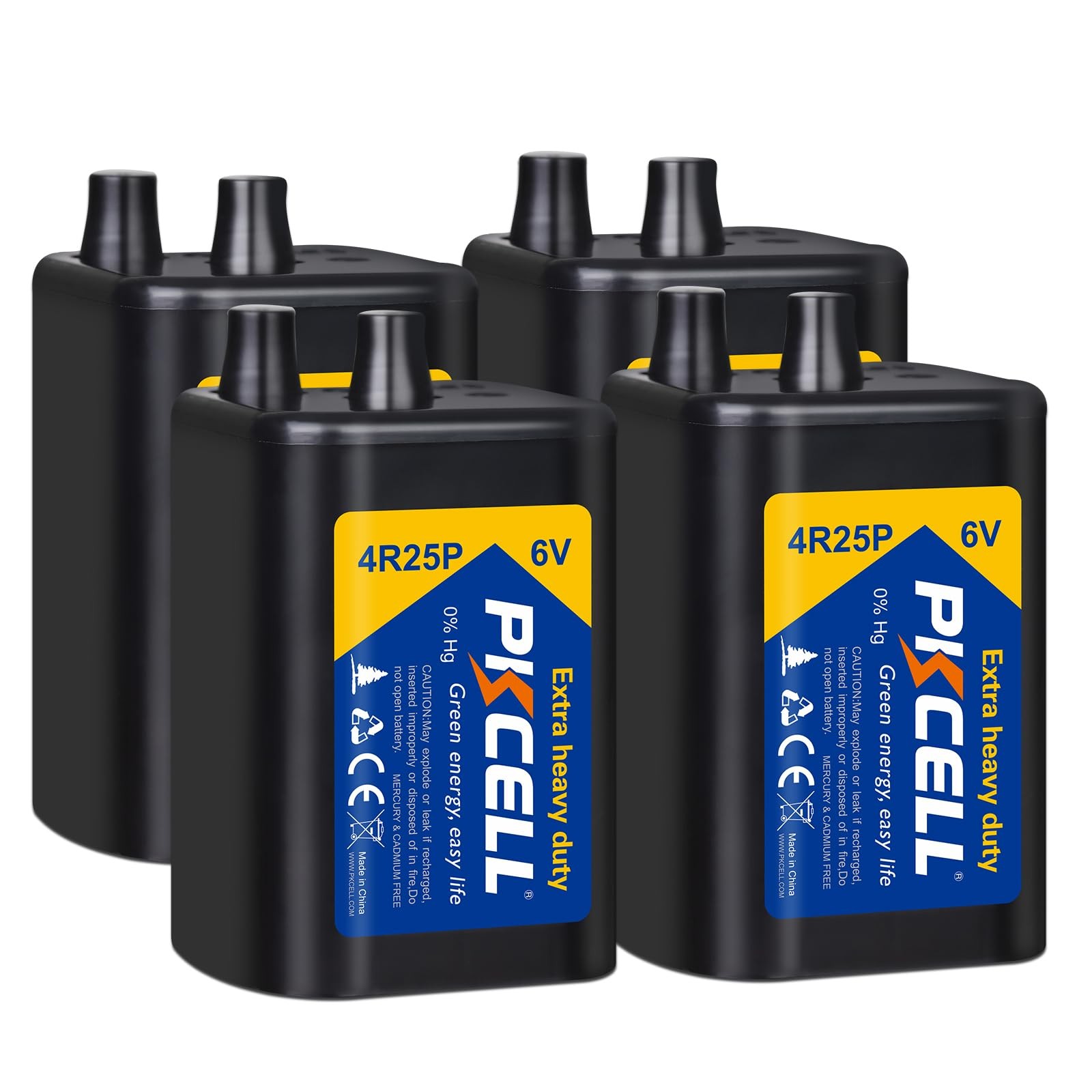 PKCELL 6 Volt Lantern Battery, 6V 4R25 Flashlight Battery with Spring 4 Count