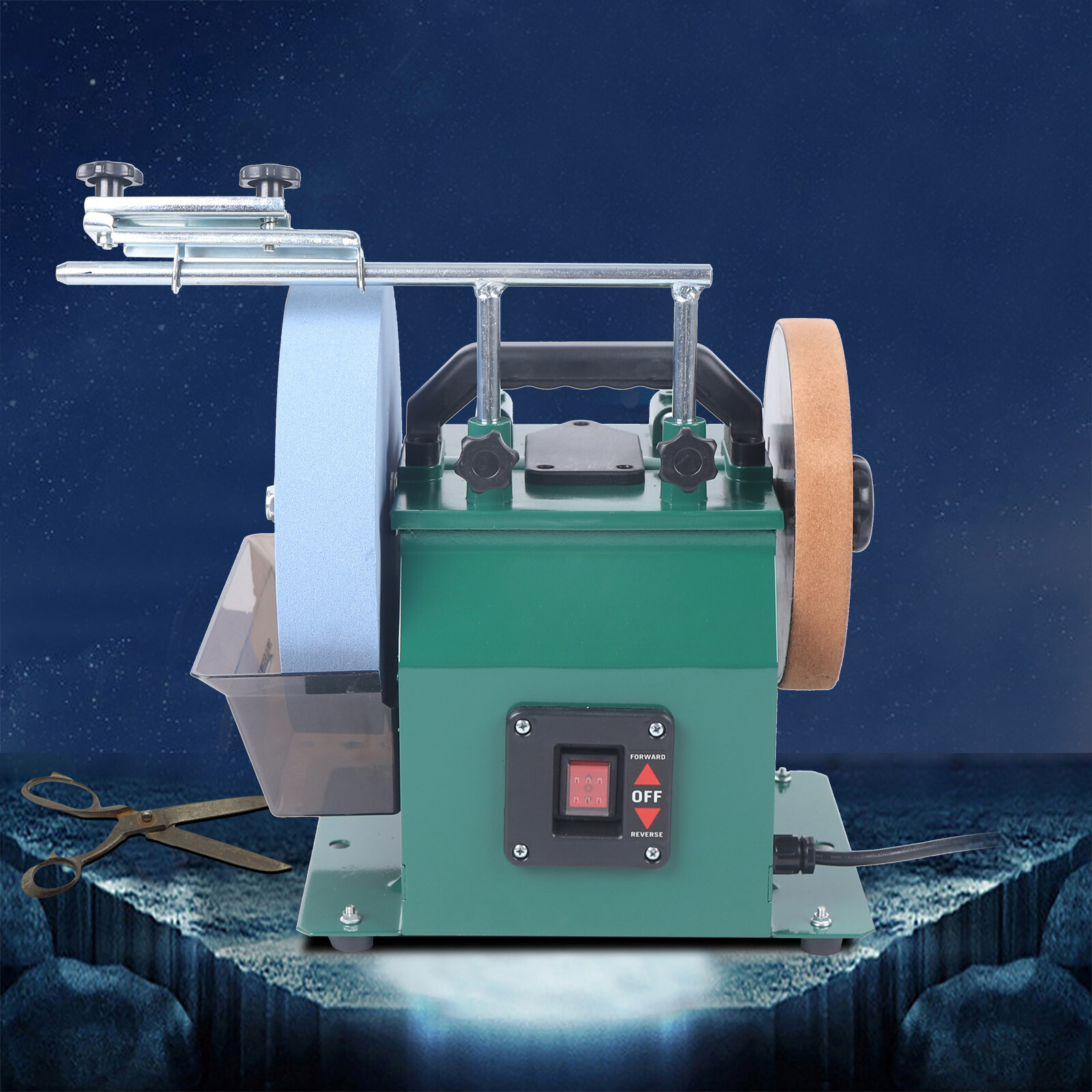 10-Inch Water-Cooled Grinder 240W With 8-Inch Leather Stropping Wheel 110V