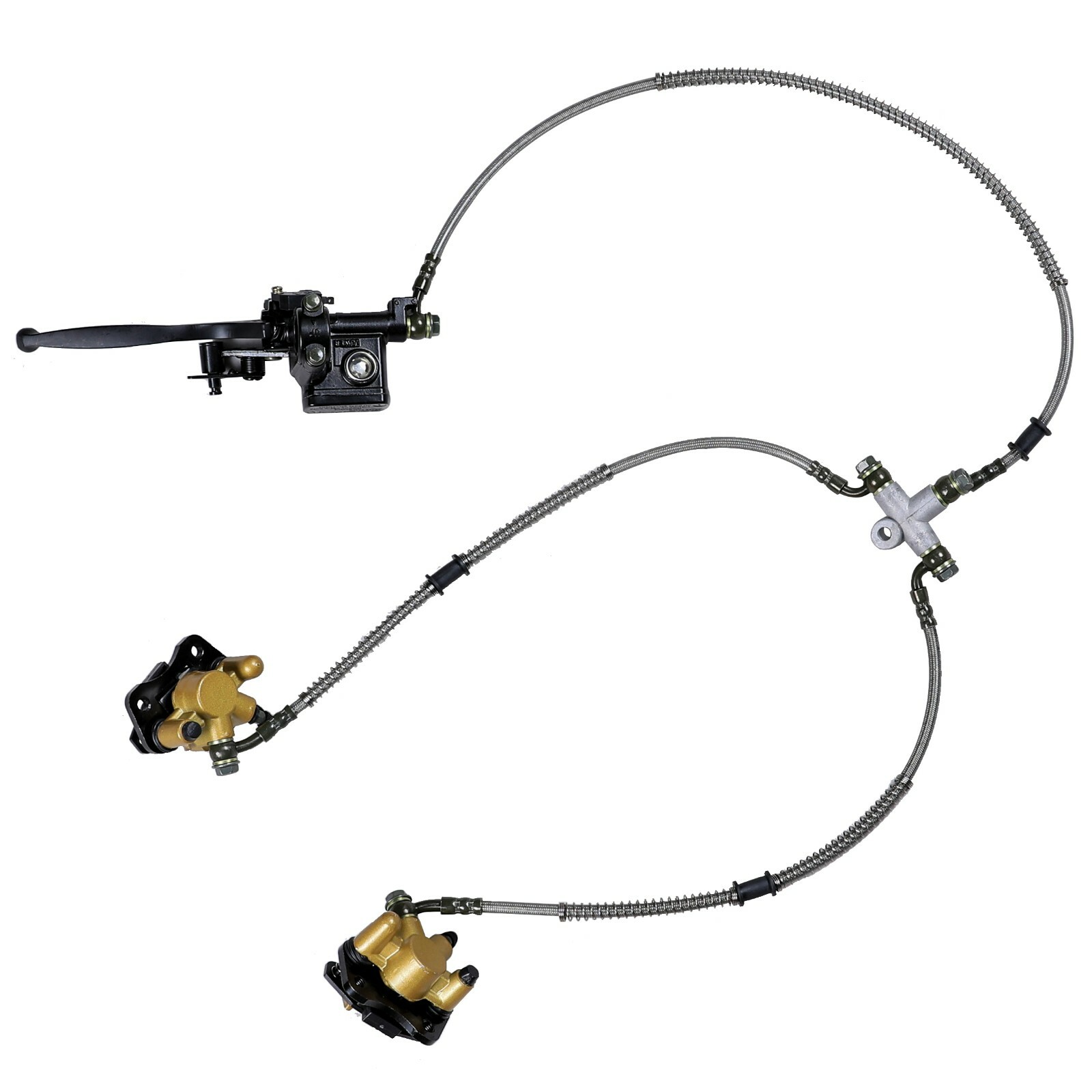 Go Kart ATV Quad Steering Spindle + 4 Stud Wheel Hub + Front Disc Brake Caliper
