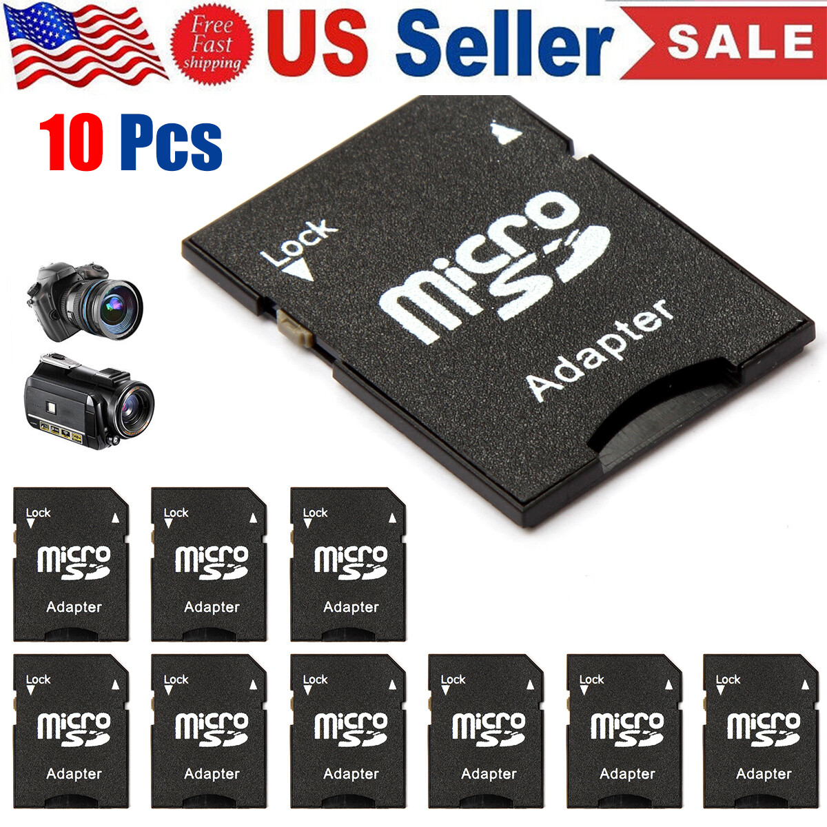 10Pcs Micro SD Adapter Trans Flash TF To SD HD SDHC Memory Card Adapter Reader