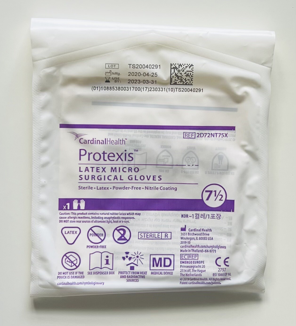 10 Pairs Protexis latex Micro Powder-Free Gloves Size  7 1/2