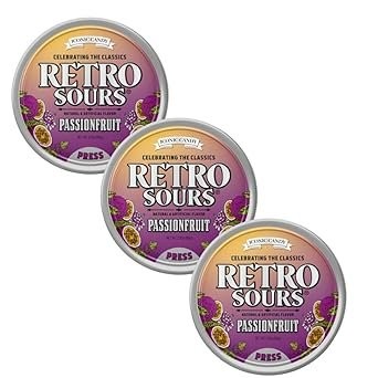 Retro Sours - Passion Fruit Hard Candy - Tart & Tangy 3-Pack Candy Tins