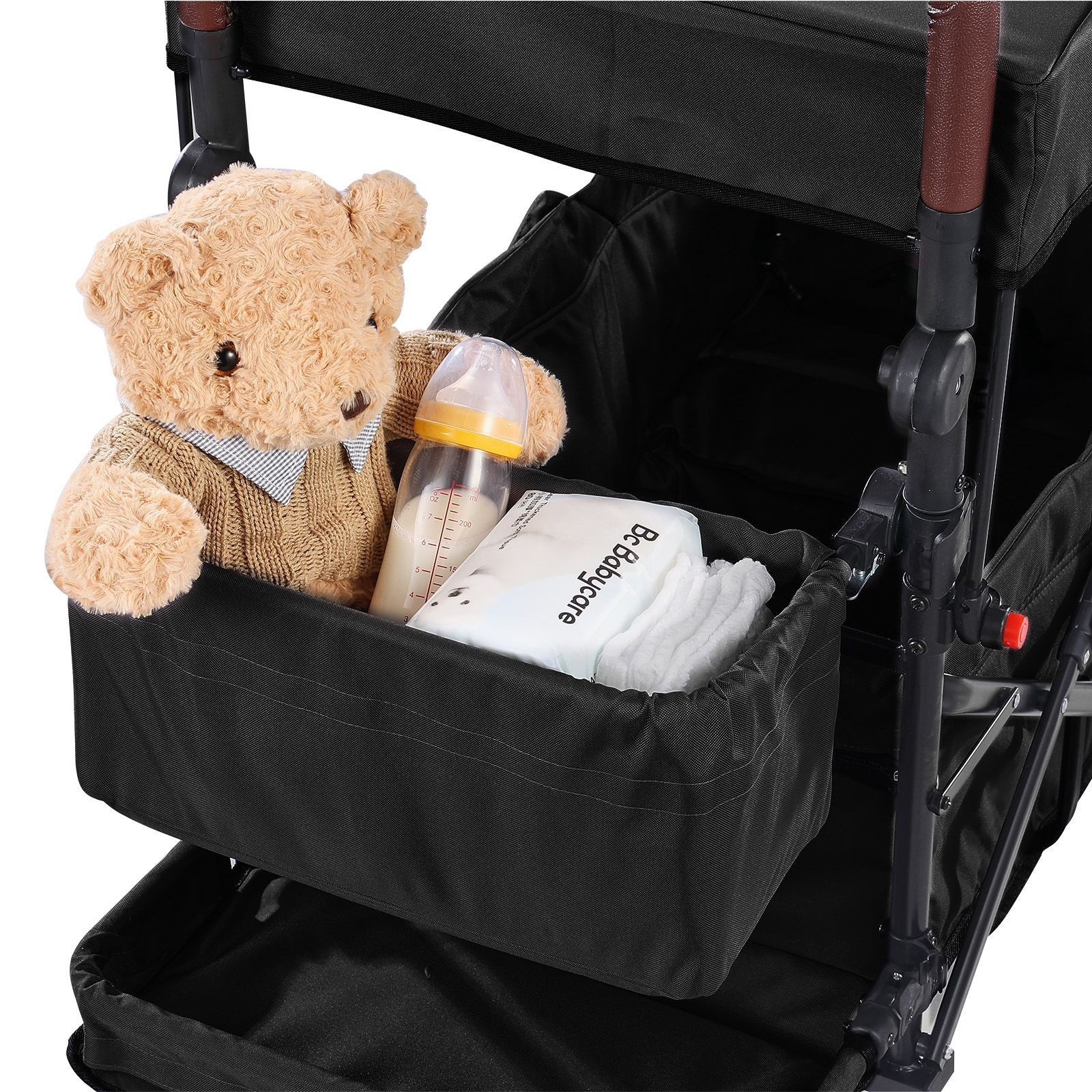 Wagon Stroller for 2 Kids, Push Pull Quad Collapsible Stroller/ Adjustable