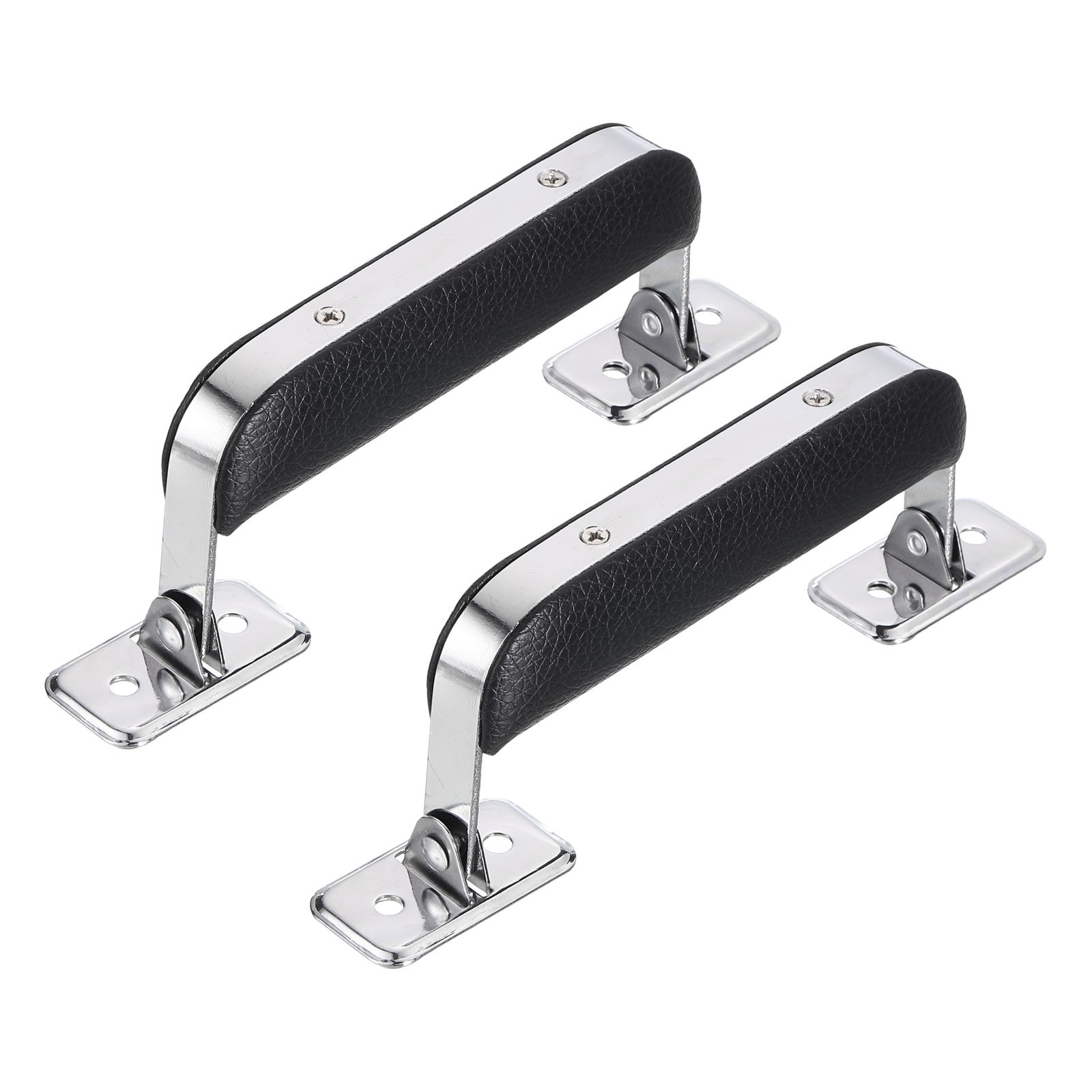 2Pcs Leather Handle Metal Luggage Handle Suitcase Replacement Strap Black