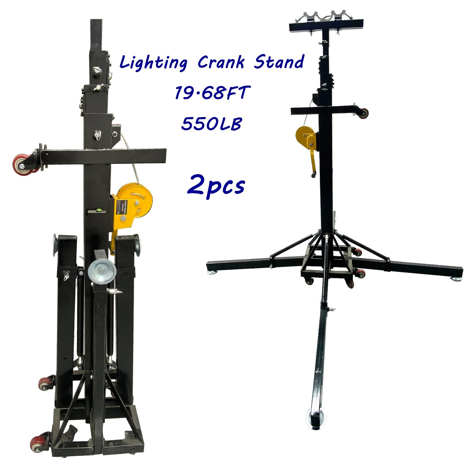 Two Heavy Duty Tower Lifter Lighting Crank Stand 19 FT DJ Concert Lighting Stand