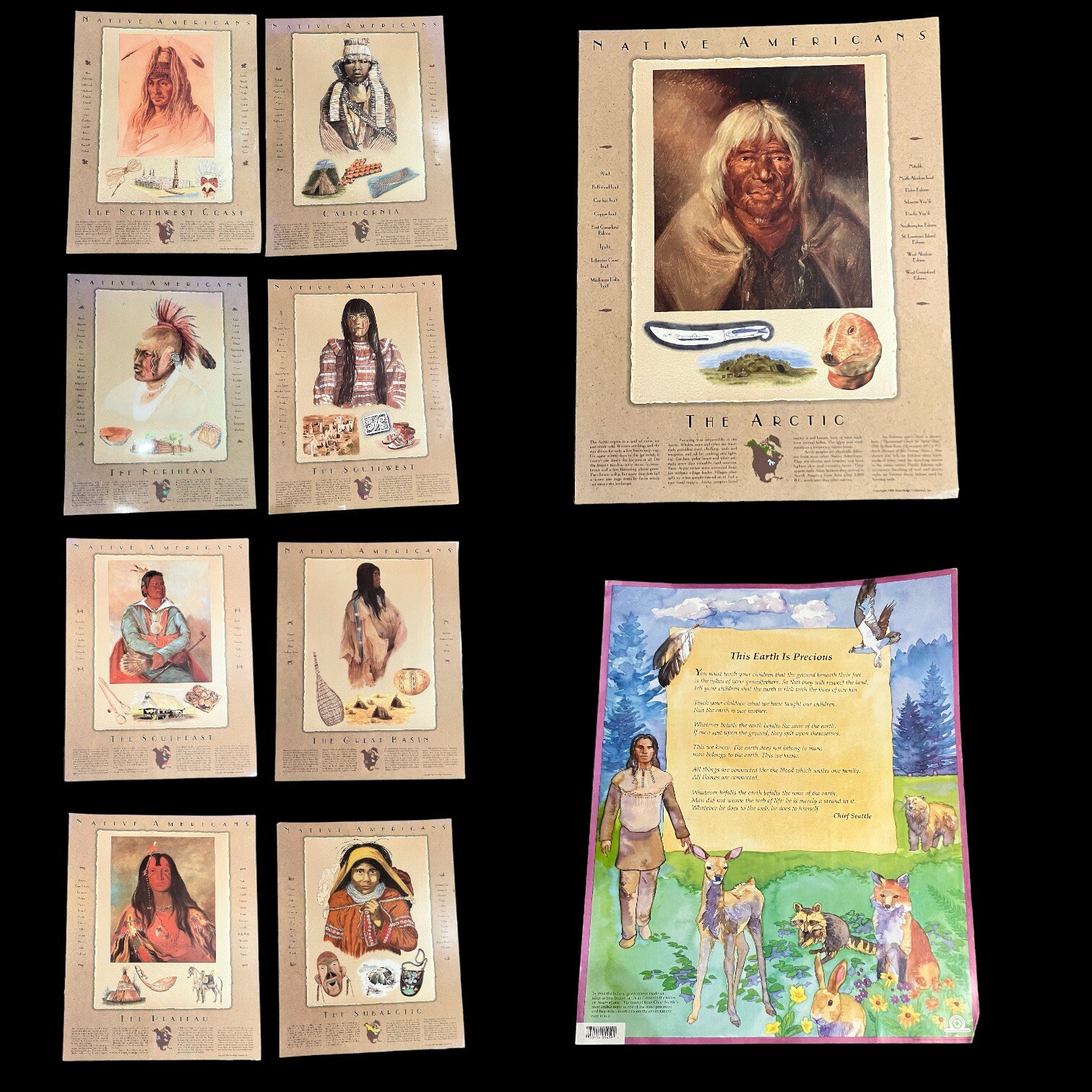 10 Knowledge Unlimited Inc. Native American Cultures Vintage Educational Posters