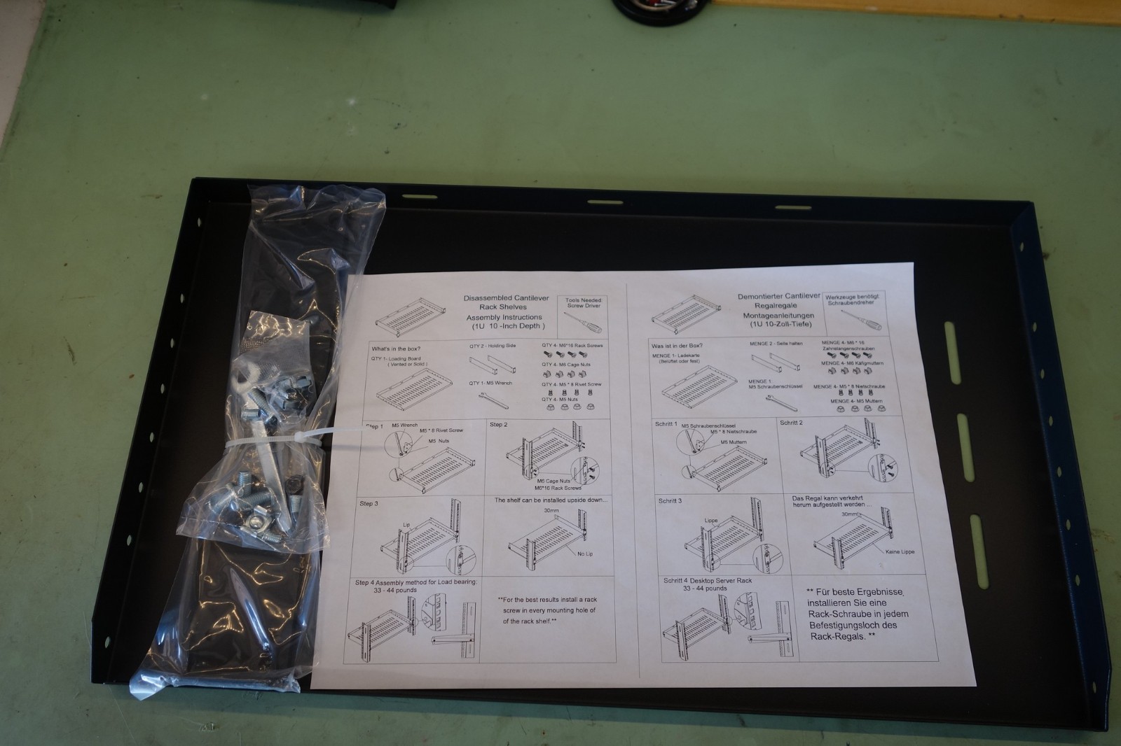 Rack shelf for 19" rack