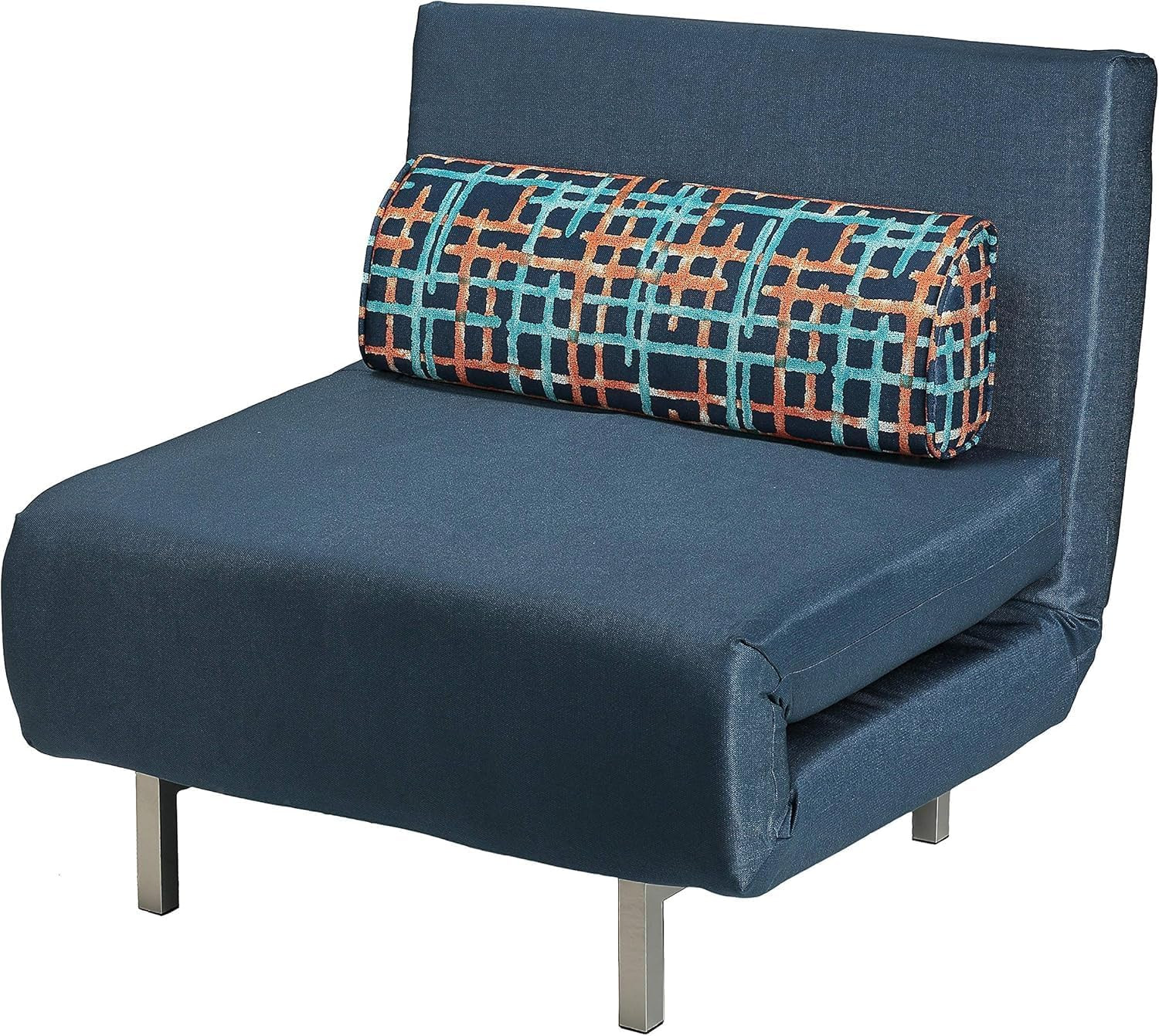 Savion Convertible Accent Chair-Bed, Navy Blue
