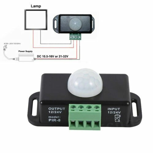 DC 12V-24V 8M Automatic Infrared PIR Motion Sensor Detector Switch For LED light