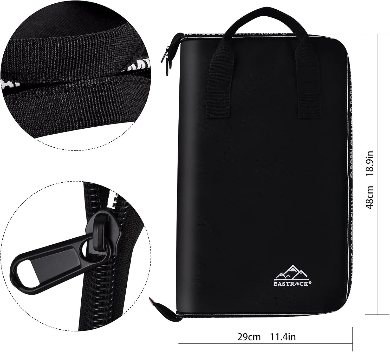 Drum Sticks Bag - Large Capacity Holder with Drum Key, Hook, Strap (Black)