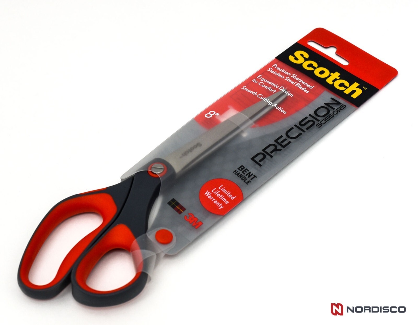 Scotch 8" Precision Scissors 1448B, Bent Handle, Stainless Steel